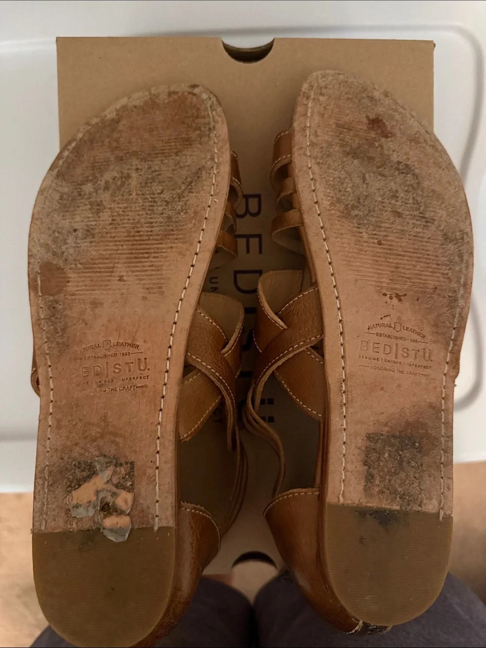 Bed Stu Tan Rustic Leather Cara Sandals 9.5
